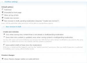 Content types: Workflow settings